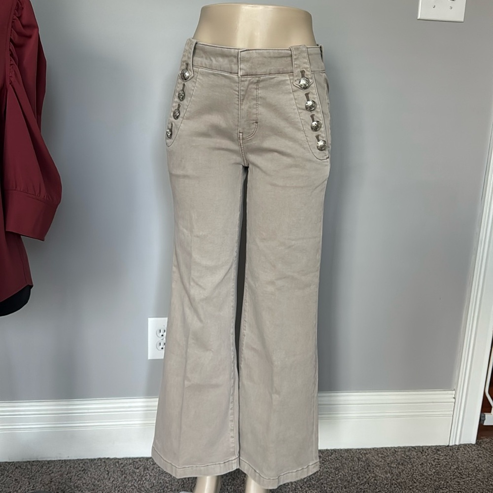 White House Black Market Mariner Wide Leg sailor Button-Accent Pants  2